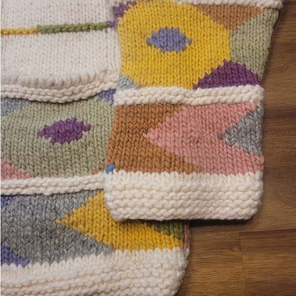 Quichua Village Wool Sweater M-XL Art Aztec Floral Lagenlook Amano Style EUC - Picture 5 of 9